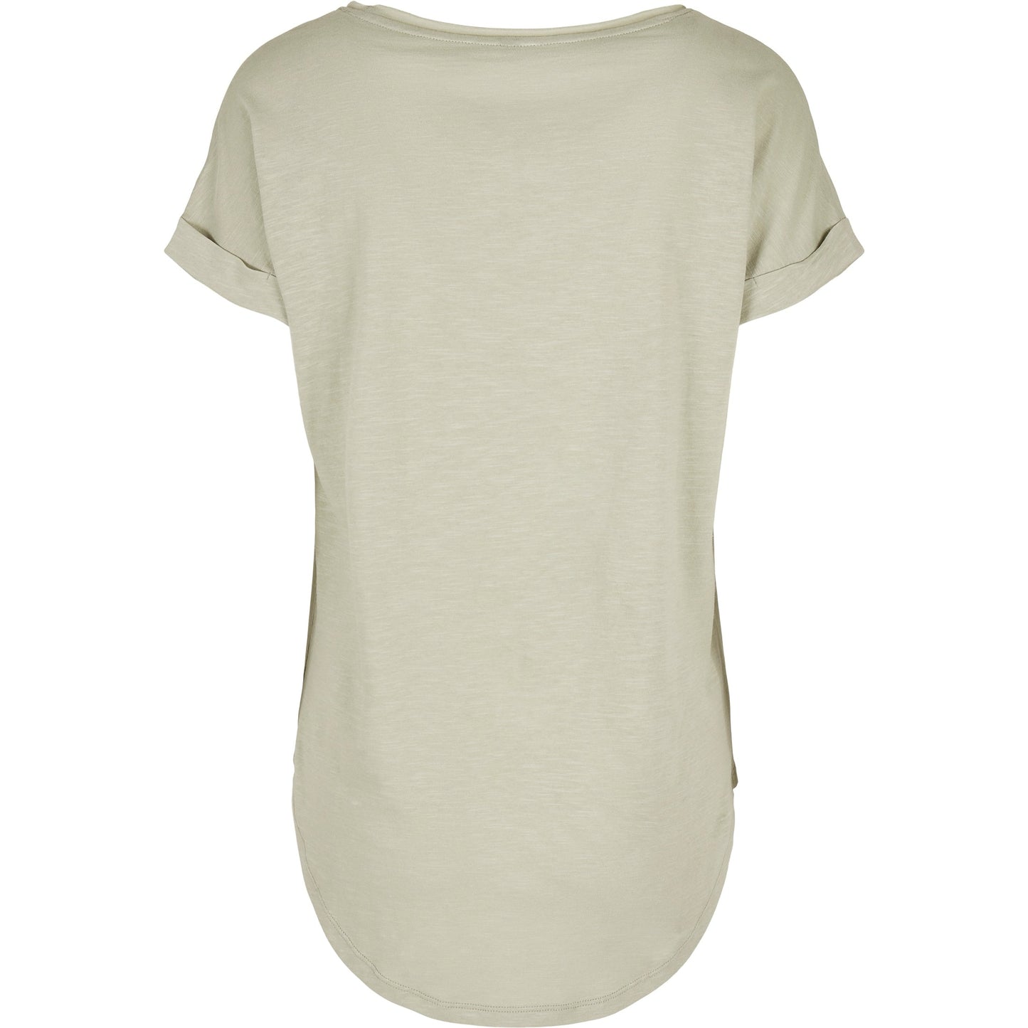 Build Your Brand Women's Long Slub Tee Oversized Sleeves Rounded Hem Cotton