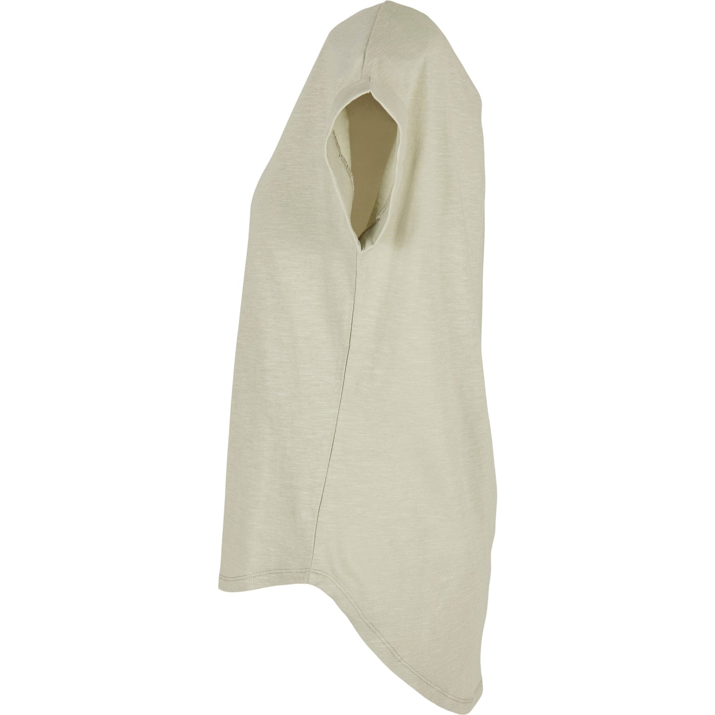 Build Your Brand Women's Long Slub Tee Oversized Sleeves Rounded Hem Cotton