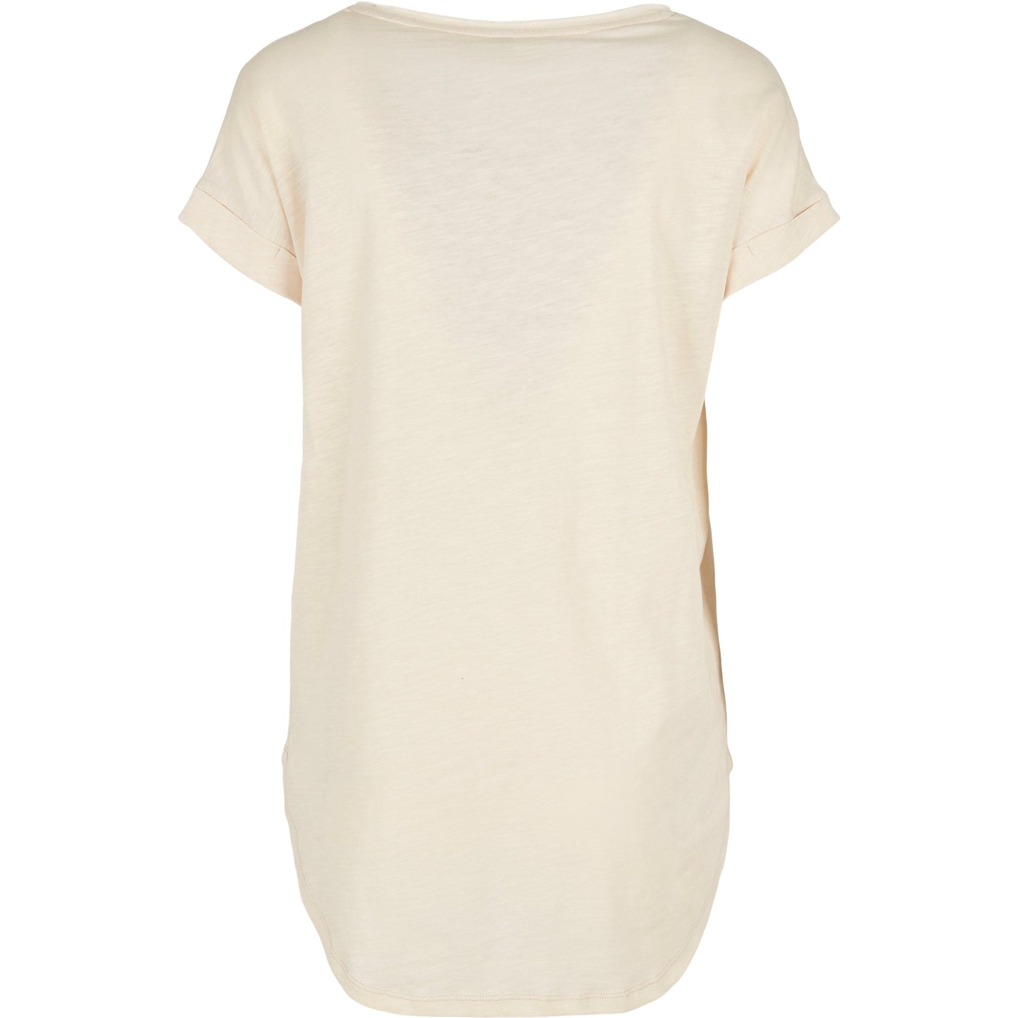 Build Your Brand Women's Long Slub Tee Oversized Sleeves Rounded Hem Cotton