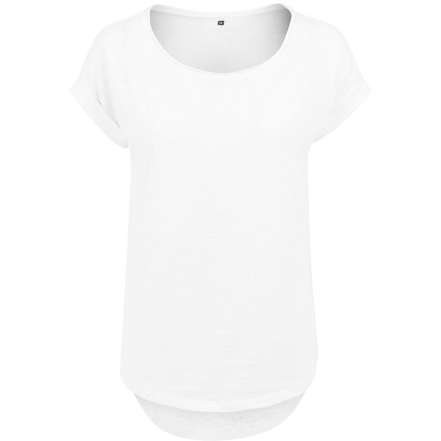 Build Your Brand Women's Long Slub Tee Oversized Sleeves Rounded Hem Cotton