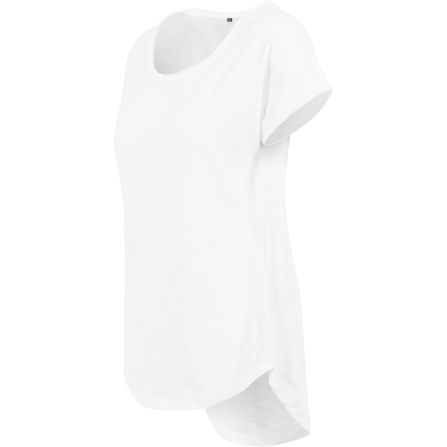 Build Your Brand Women's Long Slub Tee Oversized Sleeves Rounded Hem Cotton