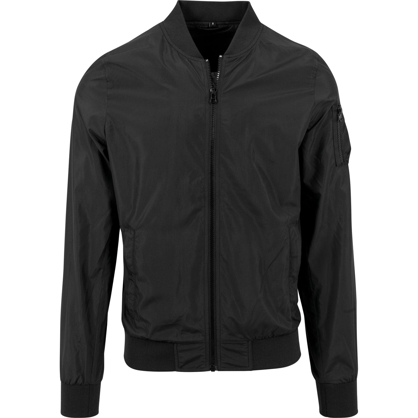 Build Your Brand FAMA Certified Nylon Bomber Jacket with Side Pockets