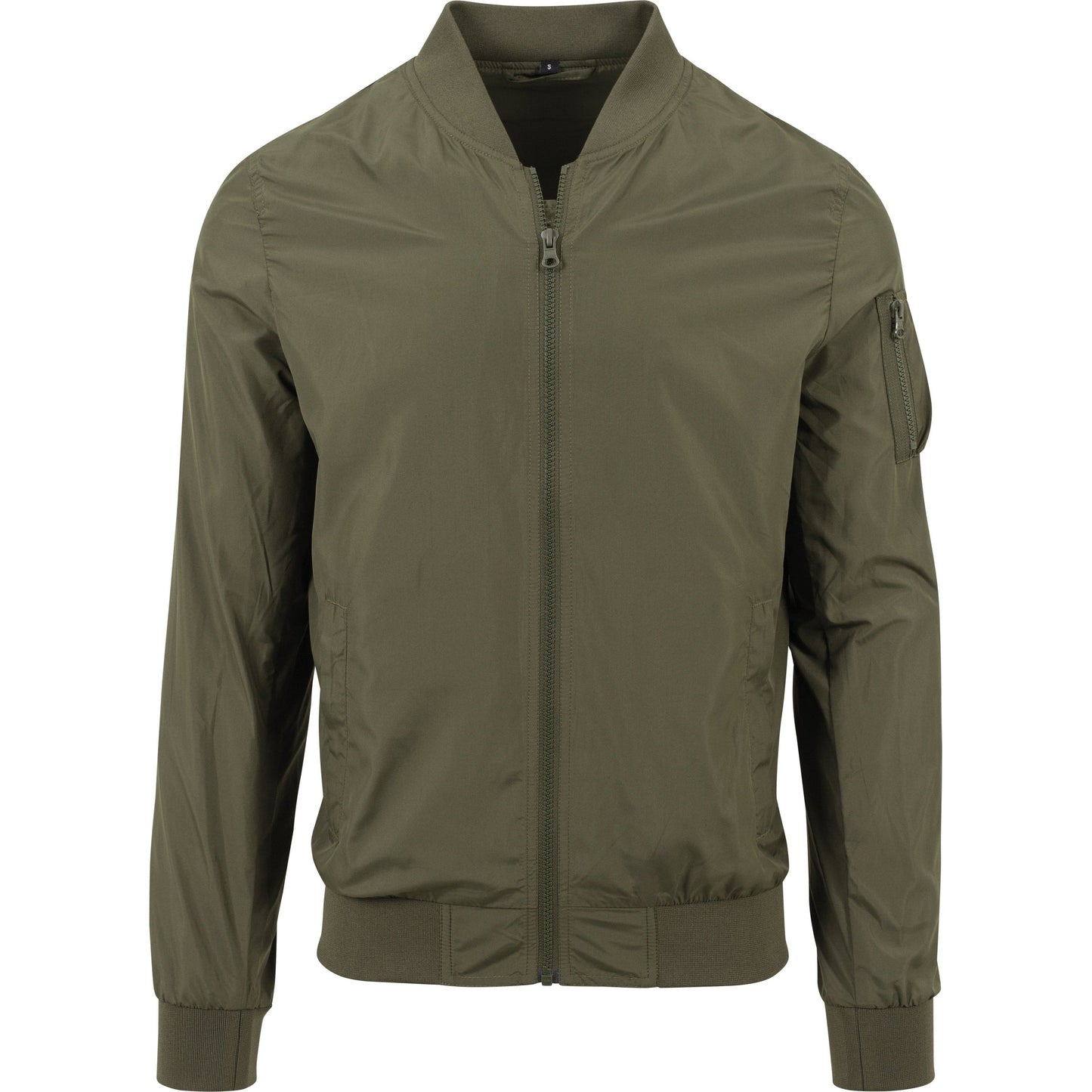 Build Your Brand FAMA Certified Nylon Bomber Jacket with Side Pockets