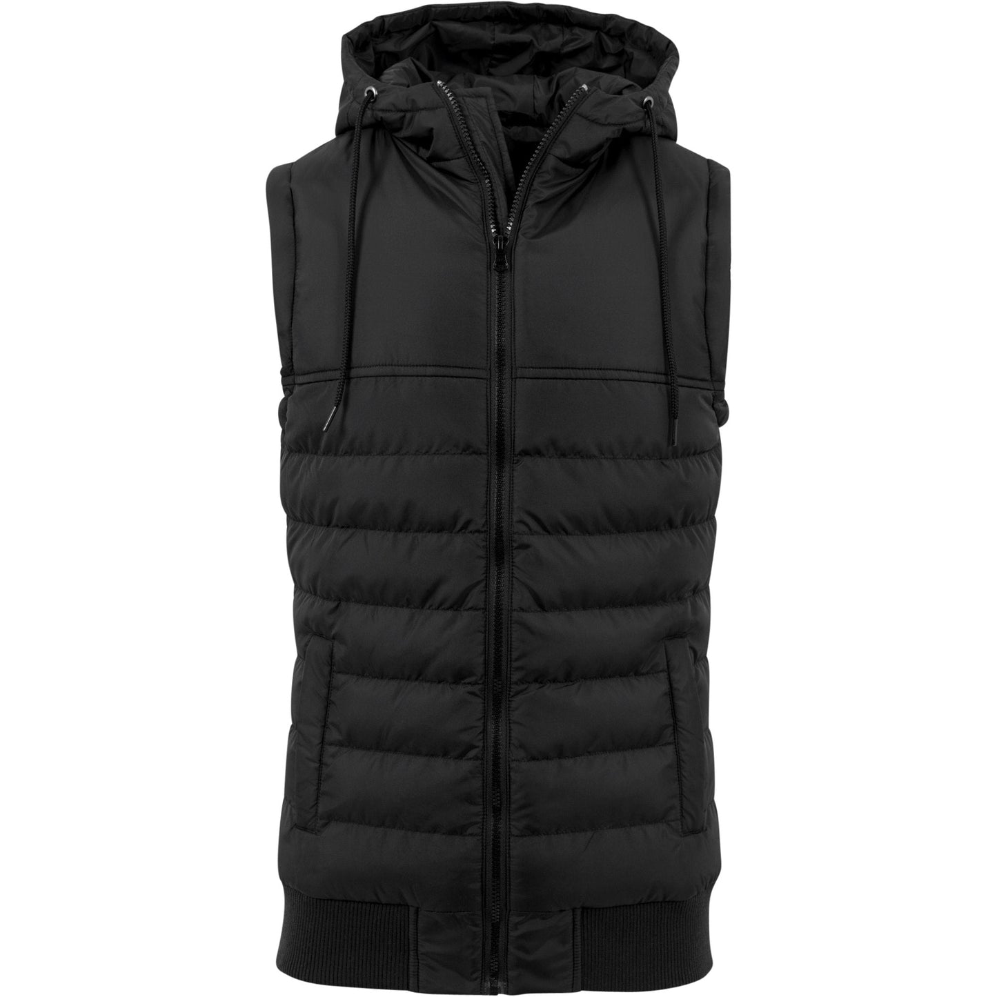 Build Your Brand Bubble Vest Quilted Hooded Lightweight Padded Streetwear