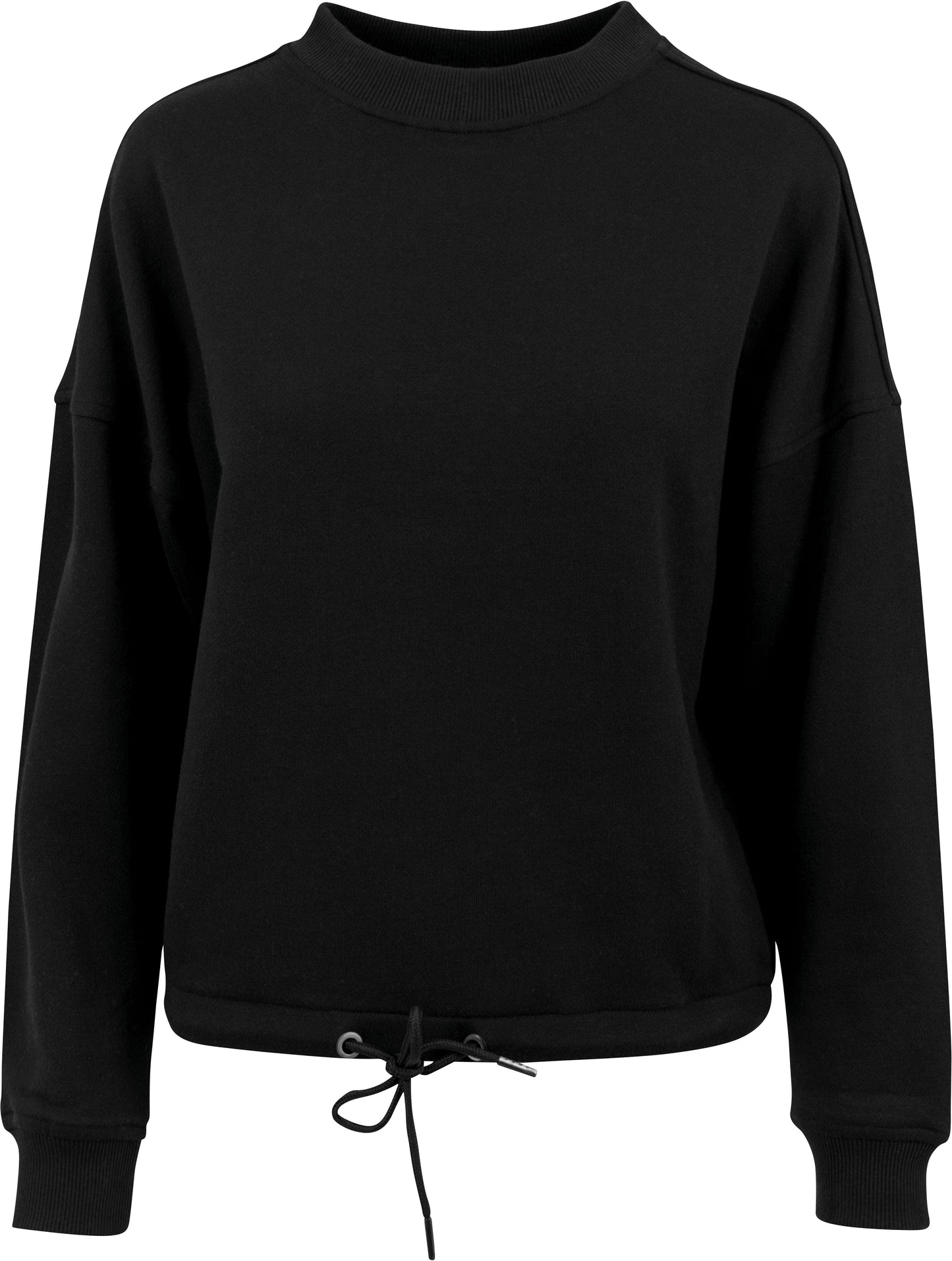 Build Your Brand Women's Oversized Crew Neck Sweatshirt with Drawstring Waist