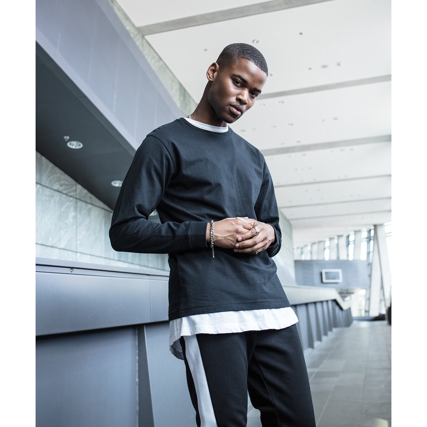 Build Your Brand Long Sleeve Top with Cuff Rib Comfortable Casual Wear