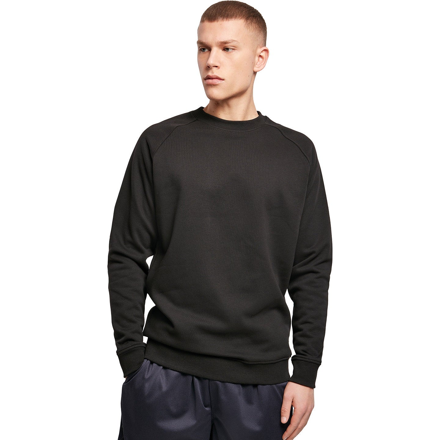 Build Your Brand Raglan Sweat Crew Neck Cotton Blend Regular Fit FAMA Certified