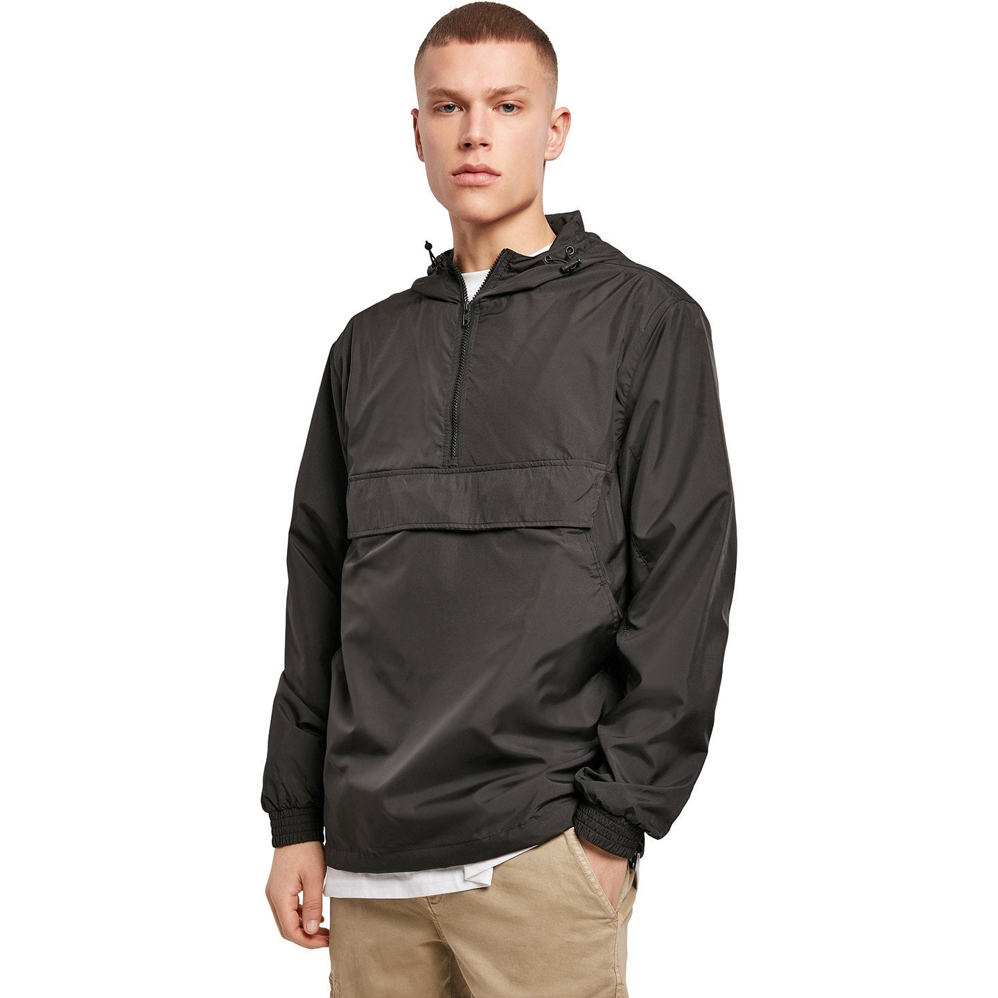 Build Your Brand Lightweight Pullover Jacket with Hood and Pockets S-5XL
