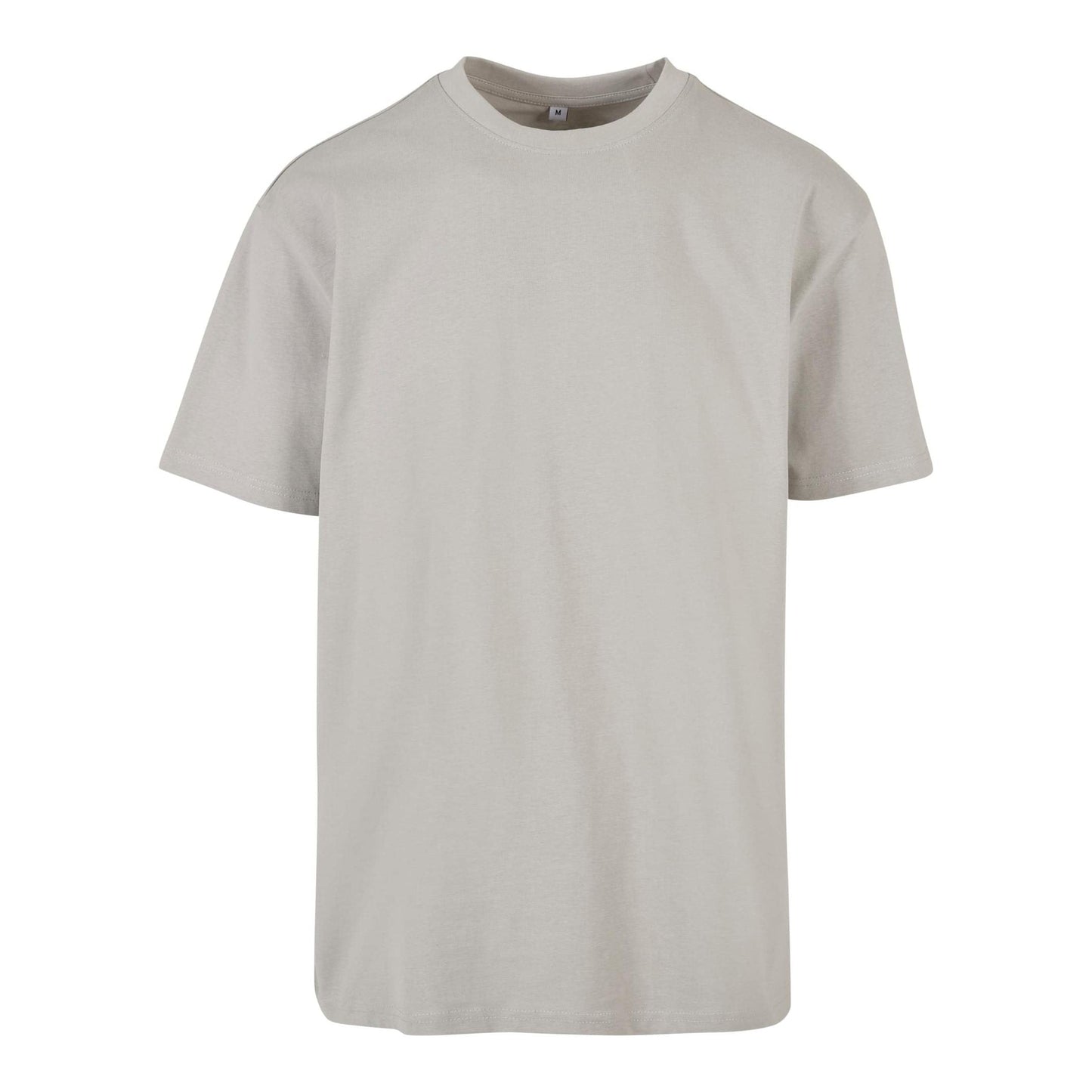 Build Your Brand Heavy Oversized Tee Light Grey Crew Neck Casual Fit 100% Cotton