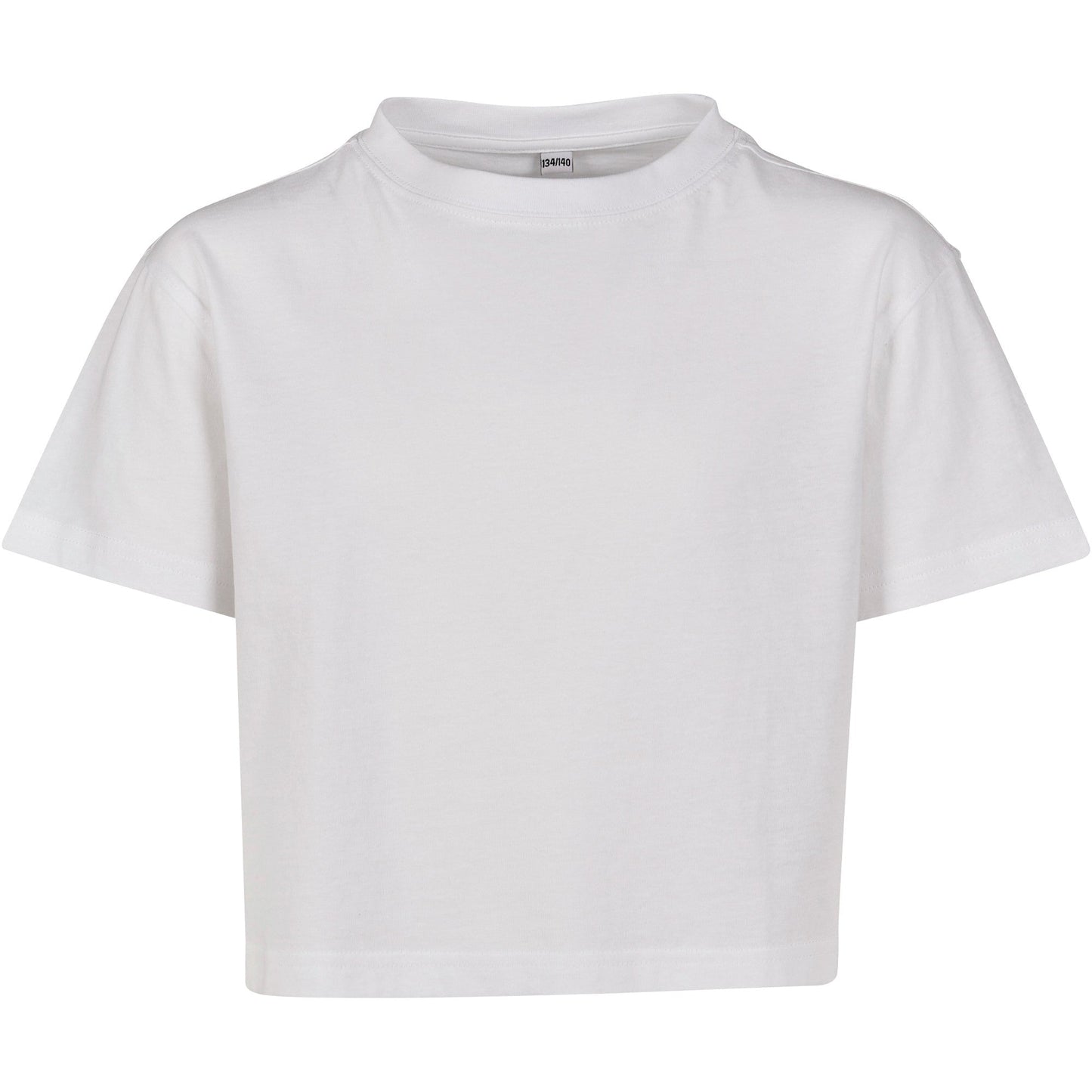 Build Your Brand Girls Cropped Jersey Tee Short Sleeve Round Neck 100% Cotton