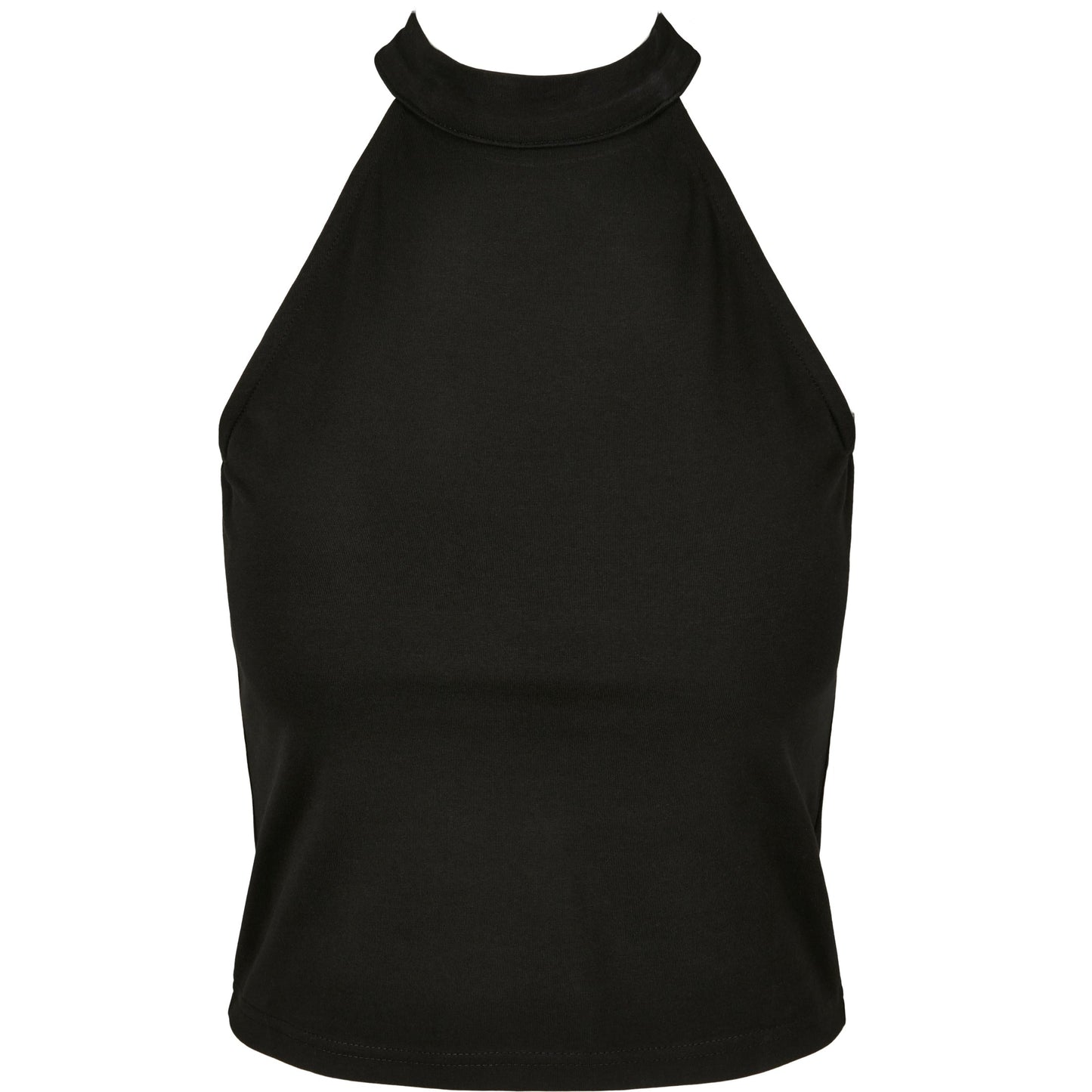 Build Your Brand Women's Turtleneck Sleeveless Short Top Cotton Stretch Jersey