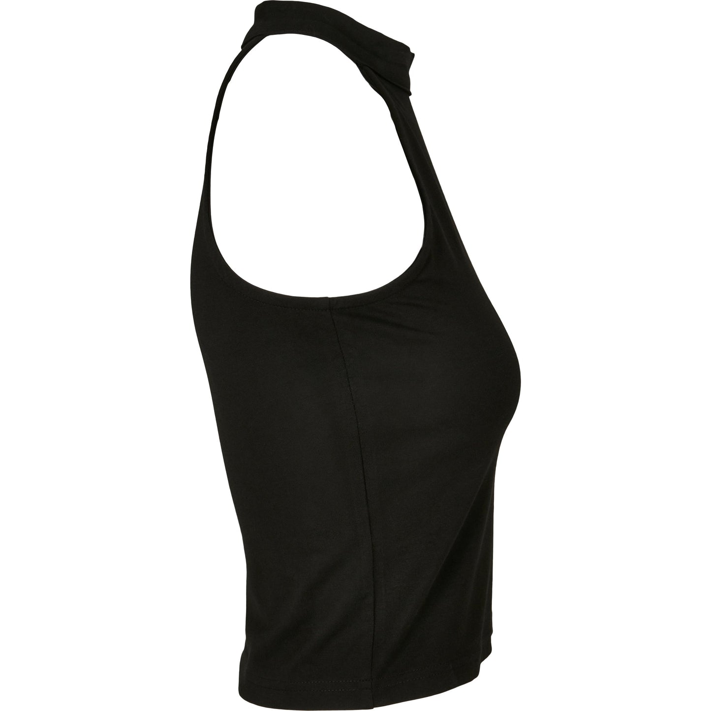 Build Your Brand Women's Turtleneck Sleeveless Short Top Cotton Stretch Jersey
