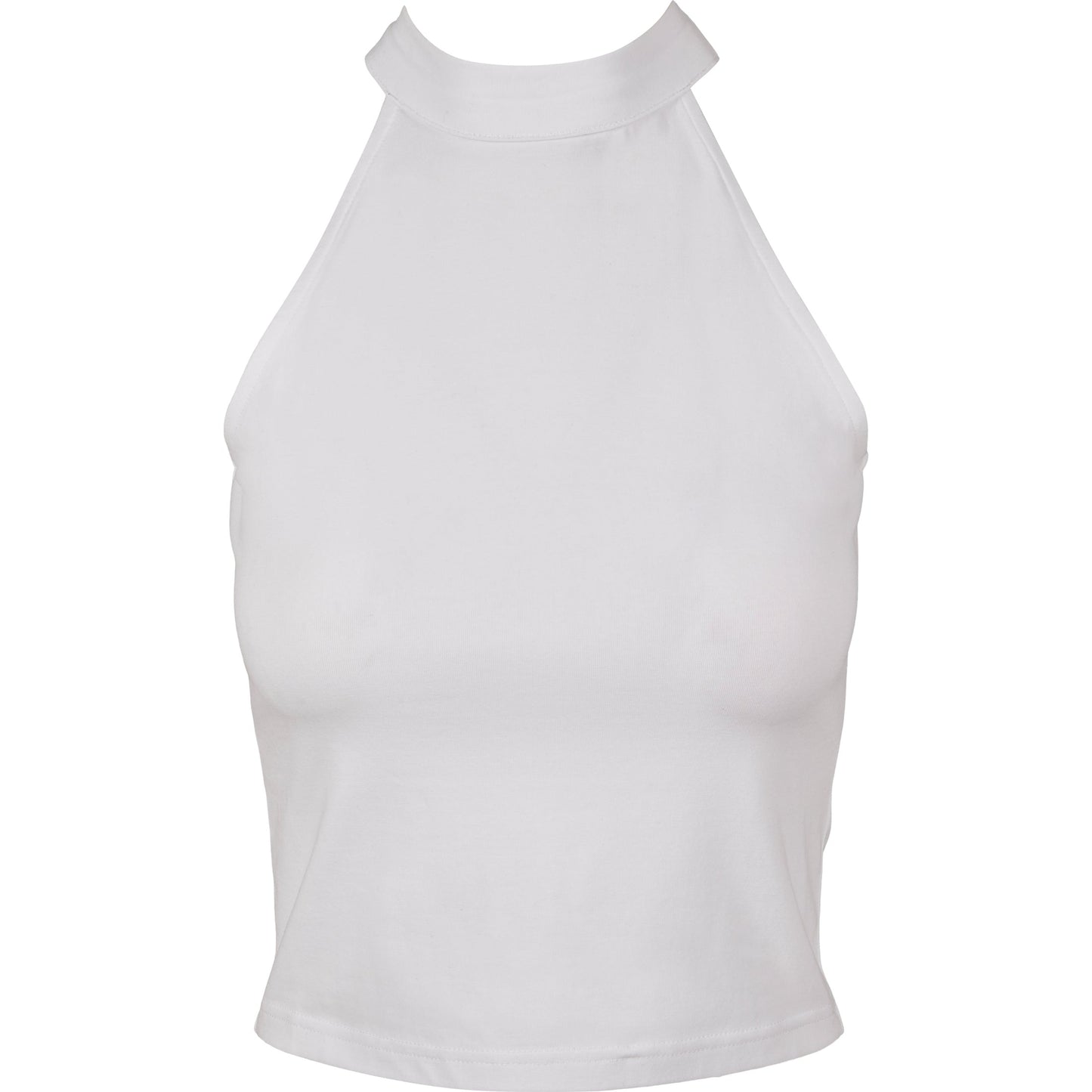 Build Your Brand Women's Turtleneck Sleeveless Short Top Cotton Stretch Jersey