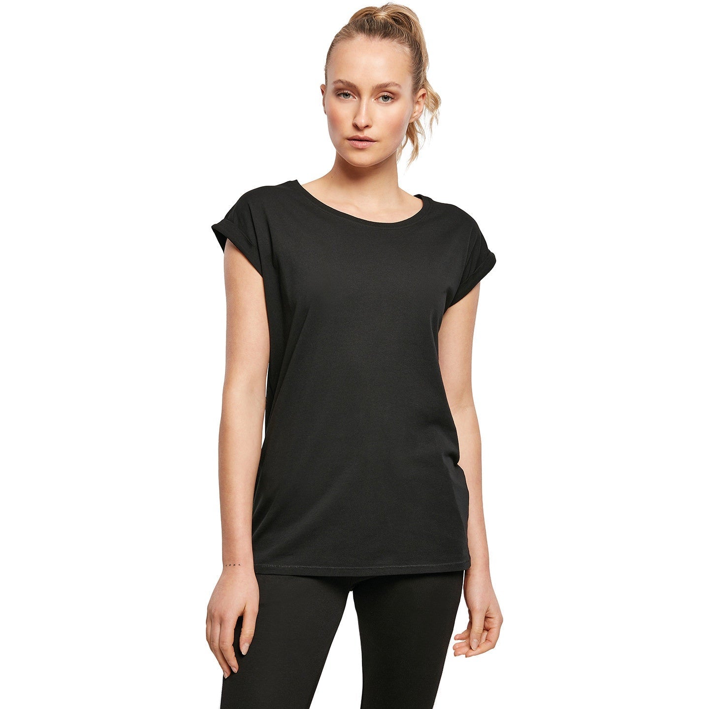 Build Your Brand Women's Organic Cotton Extended Shoulder Tee - Customizable