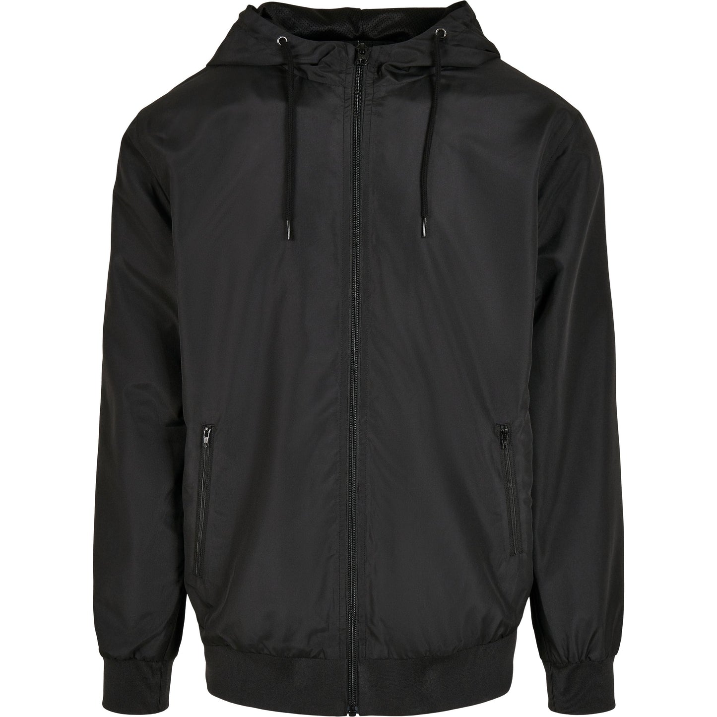Build Your Brand Recycled Windrunner Jacket Lightweight Hooded Casual Fit