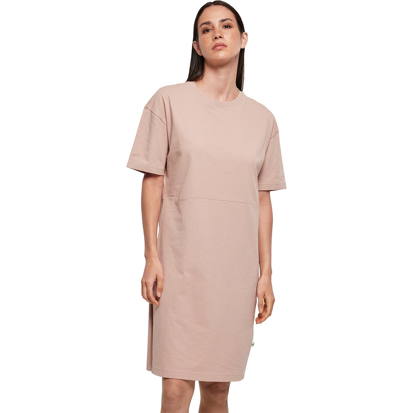 Build Your Brand Women's Organic Oversized Slit Tee Dress Casual Urban Style
