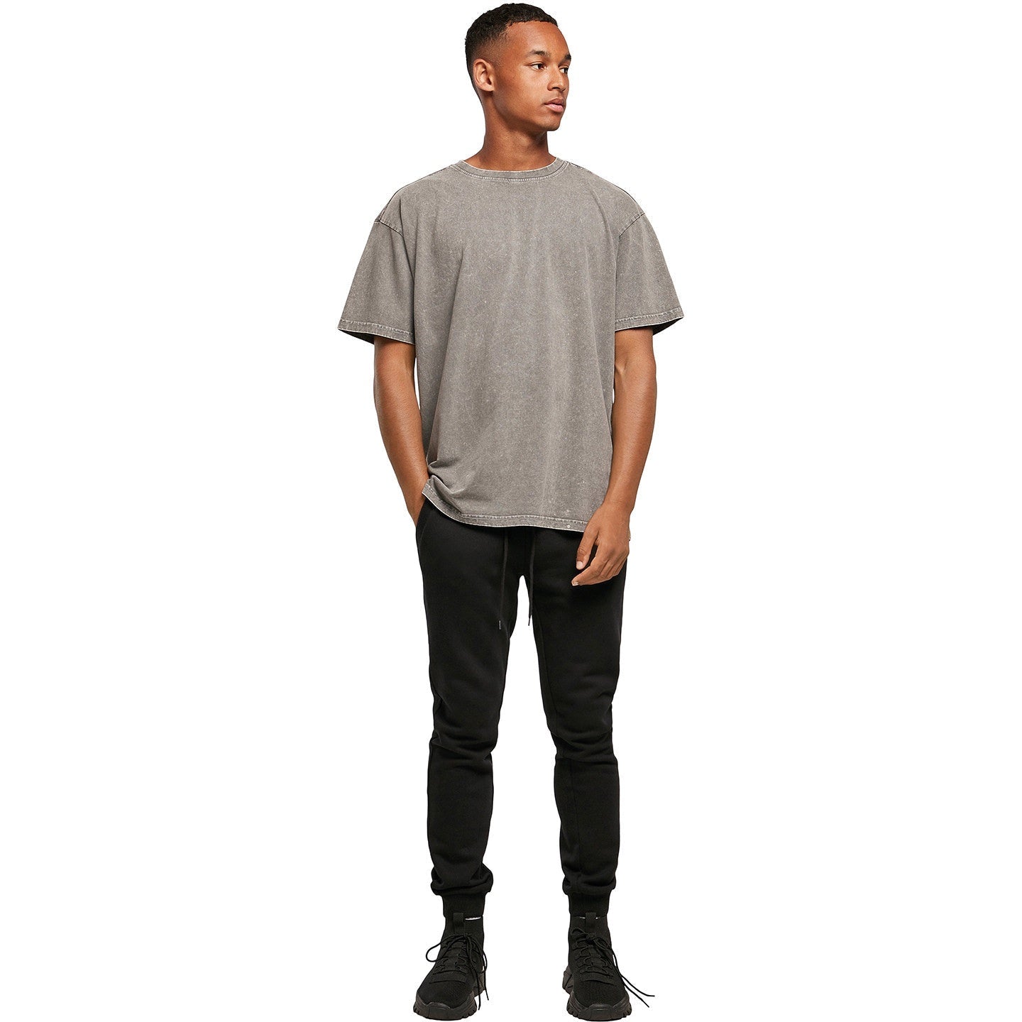 Build Your Brand Acid Washed Oversized Tee 100% Cotton Crew Neck Menâ€™s Shirt