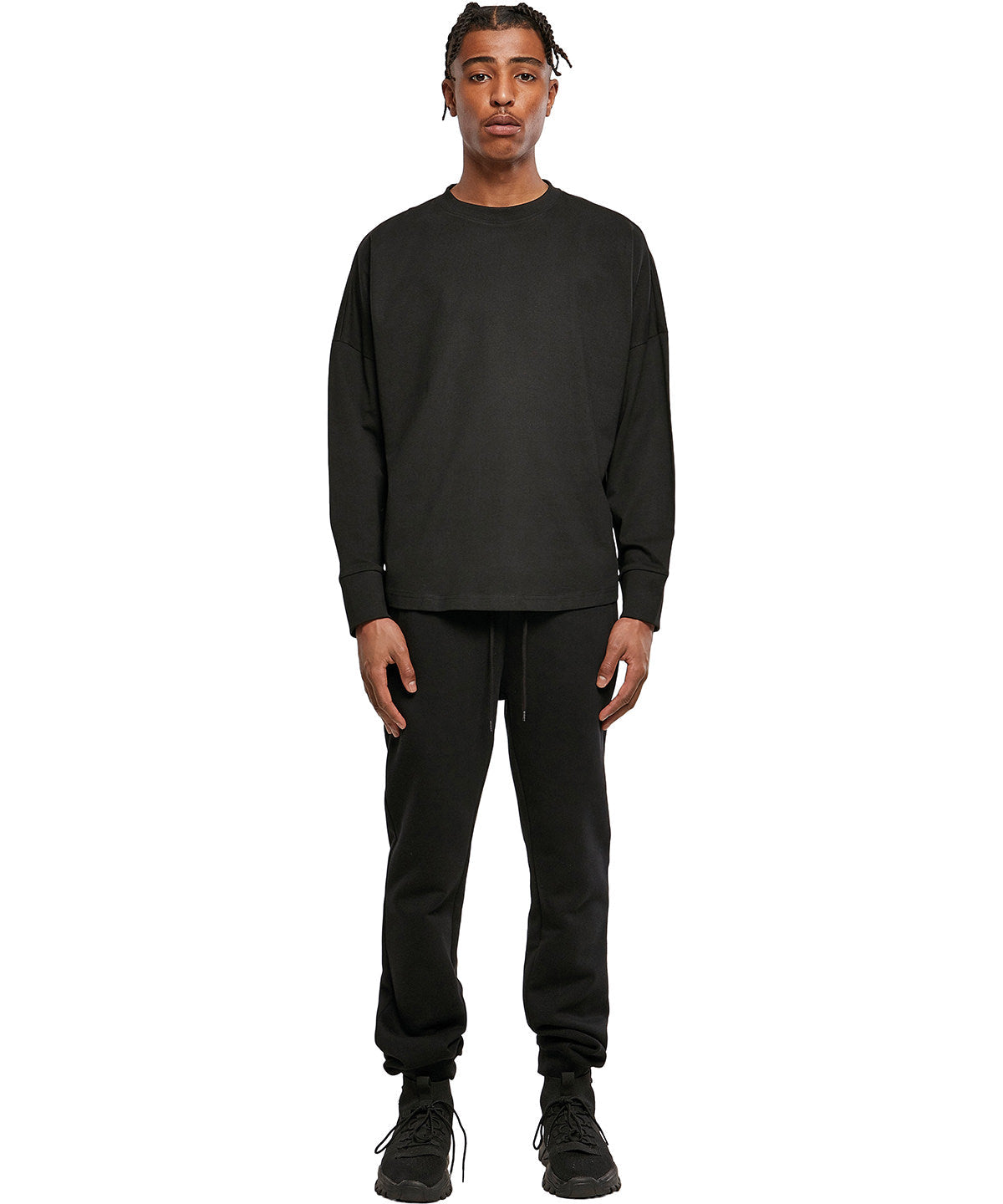Build Your Brand Men's Oversized Long Sleeve T-Shirt 100% Cotton Casual Wear