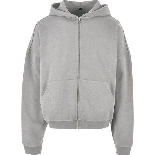 90s Oversized Zip Hoodie Men Heavy Cotton Terry Kangaroo Pocket Amfori BSCI