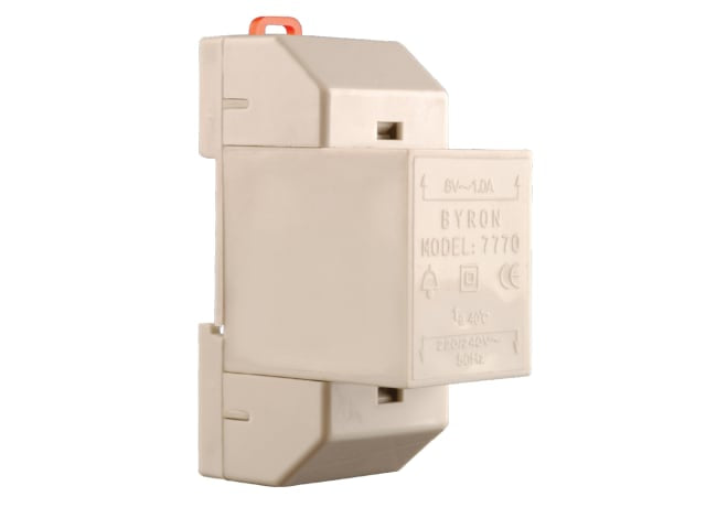 Byron 7770 Wired Transformer 8V 1 Amp for Wired Doorbells White 230V