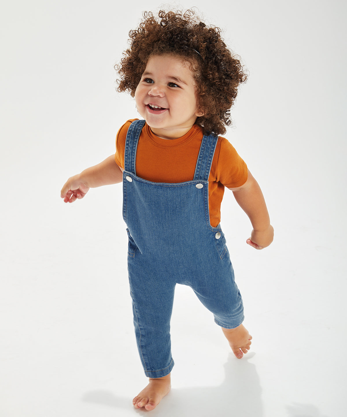 Babybugz Organic Denim Dungarees Adjustable Poppers Seam-free Back 0-24m