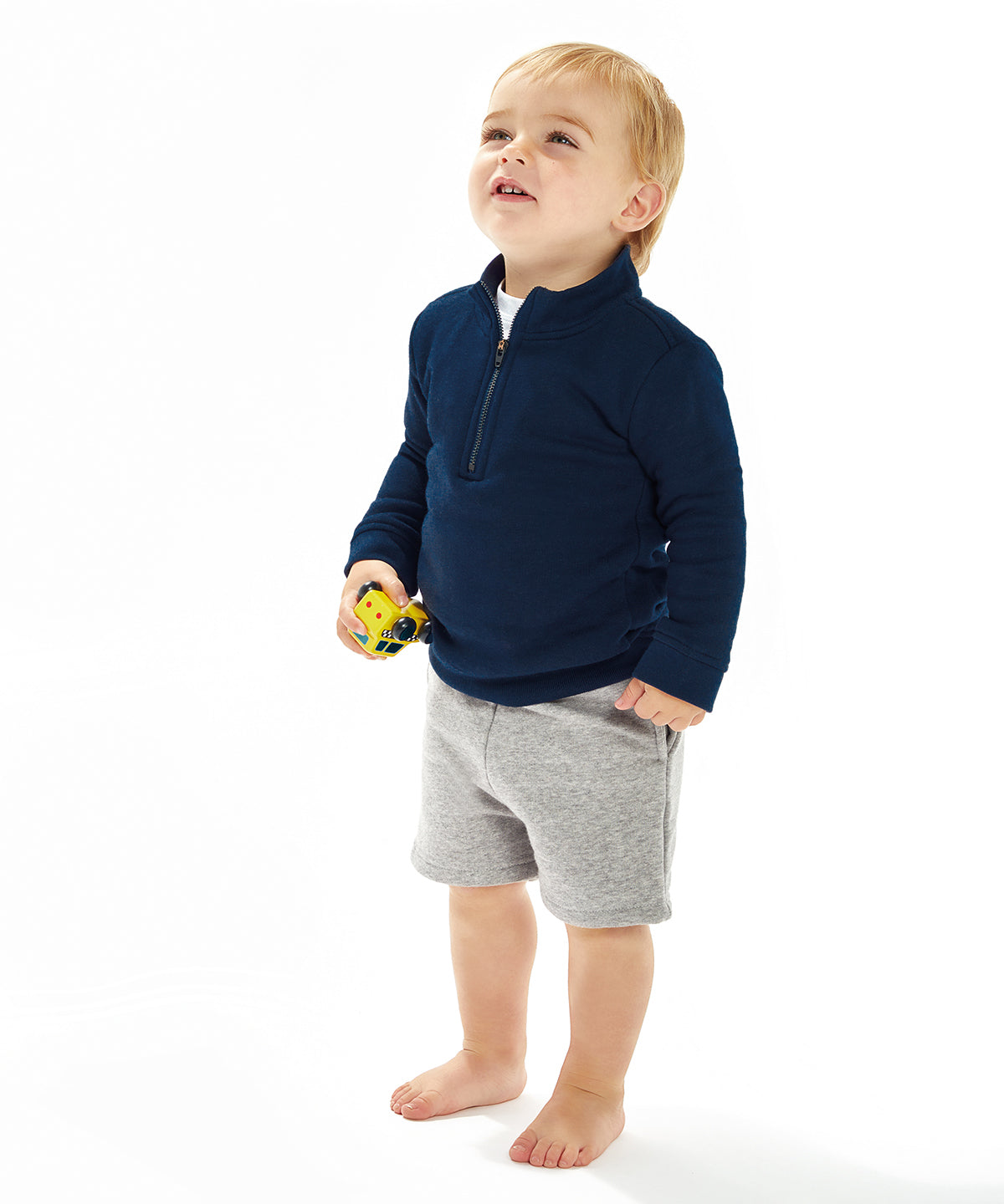 Babybugz Baby 1/4 Zip Sweatshirt Comfy Set-in Sleeves Ribbed Cuffs Hem