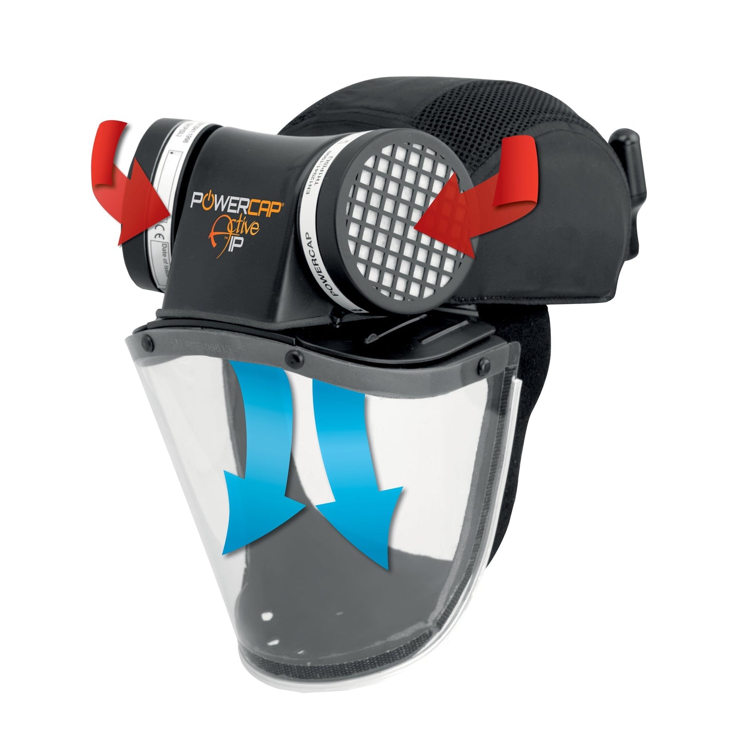 JSP PowerCap Active IP Respirator with Bump Cap and Faceshield - Black