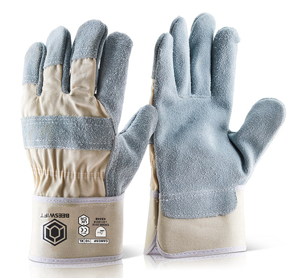 Beeswift High Quality Rigger Gloves White Leather Fleece Lined EN388 Safety