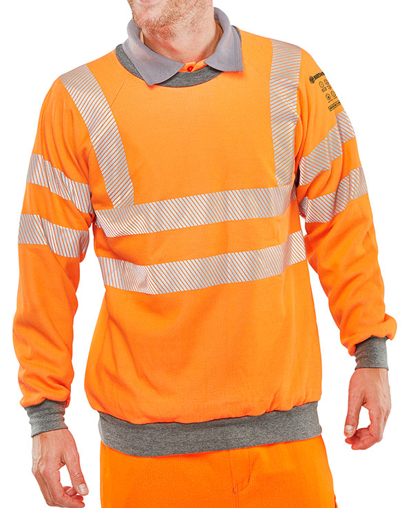 Beeswift Arc Compliant Hi-Vis Orange Fire Retardant Gort Sweatshirt