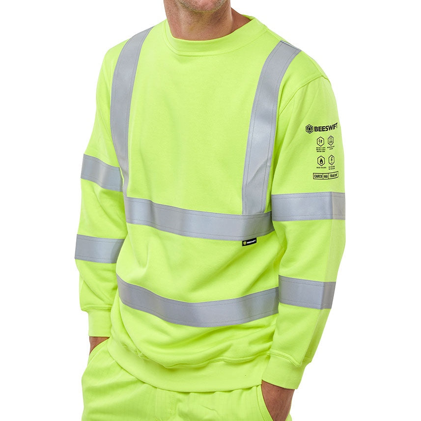 Beeswift Hi-Vis ARC Flash Sweatshirt Anti-Static Fire Retardant 300gsm