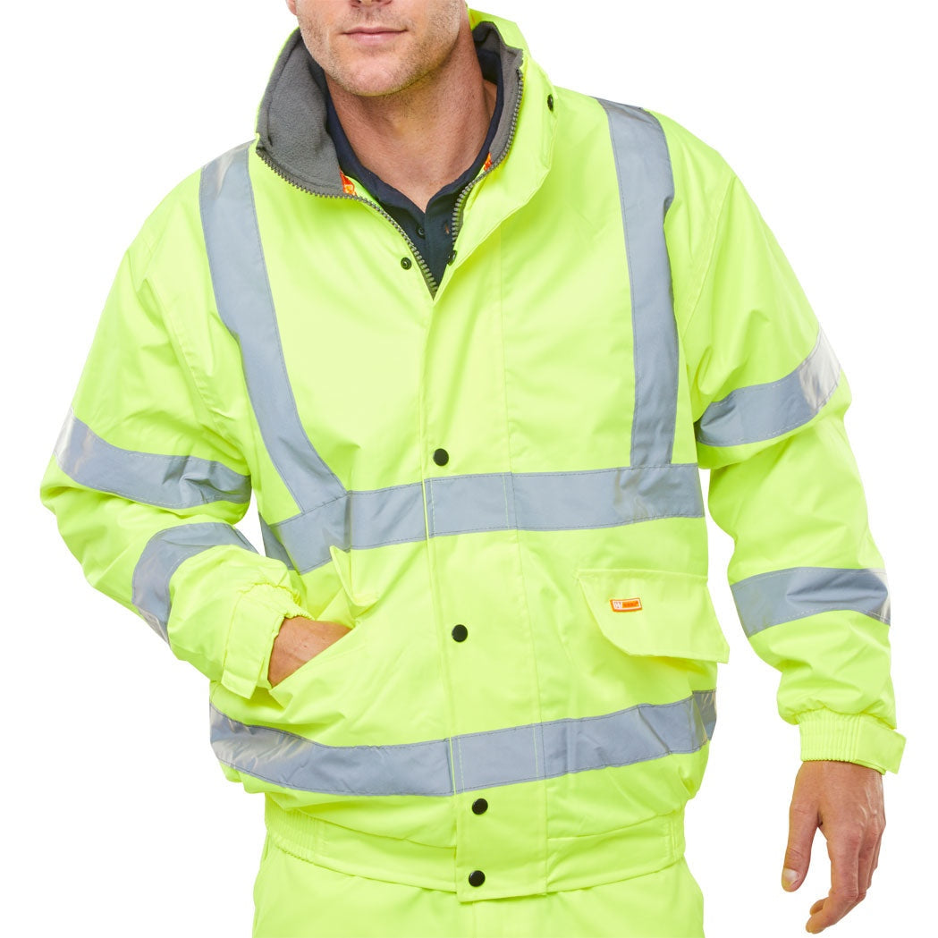 Beeswift High Visibility Fleece Lined Bomber Jacket Waterproof Class 3