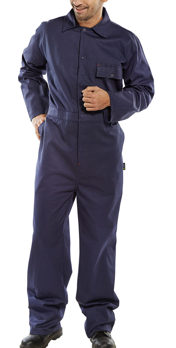 Beeswift C/D Boilersuit 100% Cotton Concealed Stud Front Elasticated Waist