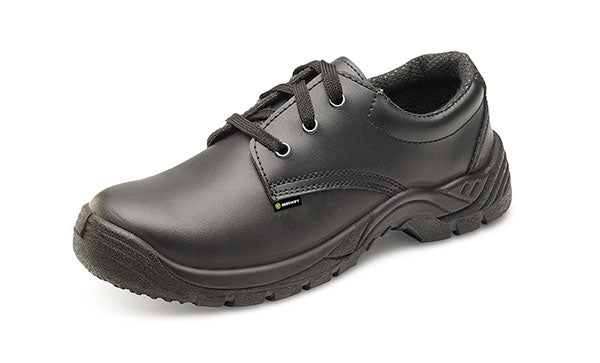 Beeswift Smooth Leather Tie Shoes Black Steel Toe Anti-Slip Oil Resistant