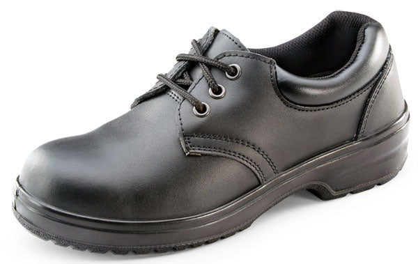 Beeswift Ladies Black Tie Shoes Steel Toe Anti-Slip Shock Absorber S1P SRC