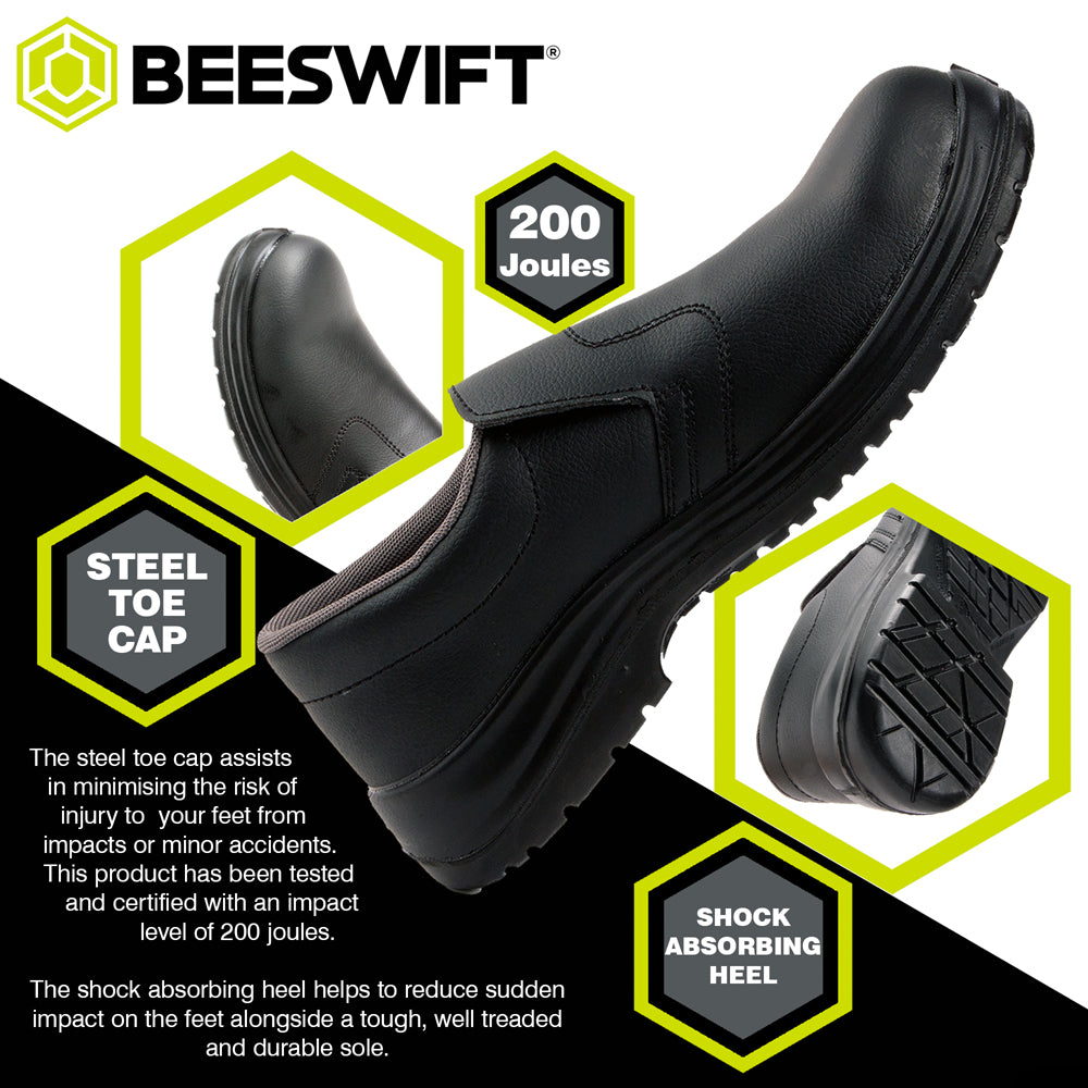 Beeswift Micro Fibre Slip-On Safety Shoes Steel Toe Anti-Static Slip Resistant