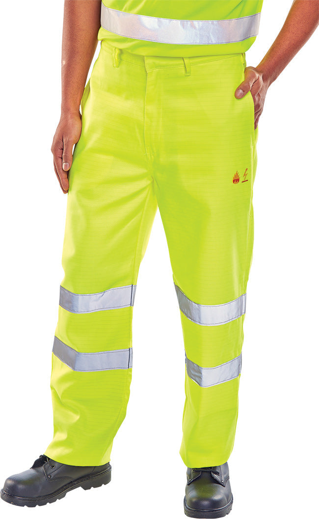 Beeswift Tesla EN471 High Visibility FR/AS Trousers Safety Workwear UK