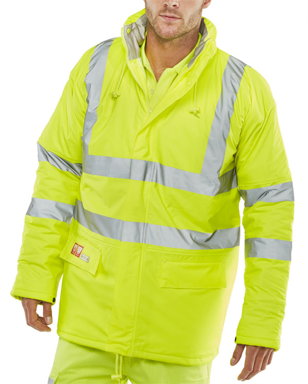 Beeswift Fire Retardant Anti-static Padded Jacket Hi-Viz Saturn Yellow