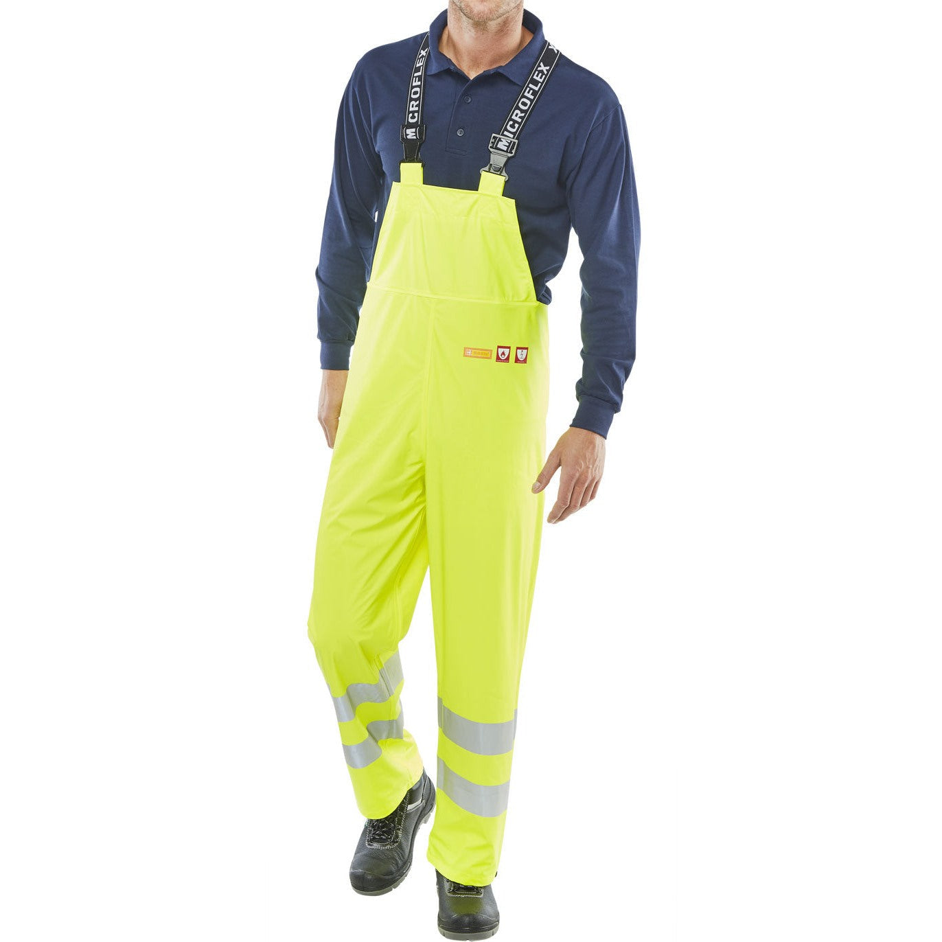 Beeswift Fire Retardant Anti-Static Hi-Visibility Bib Saturn Yellow Size M-XXL