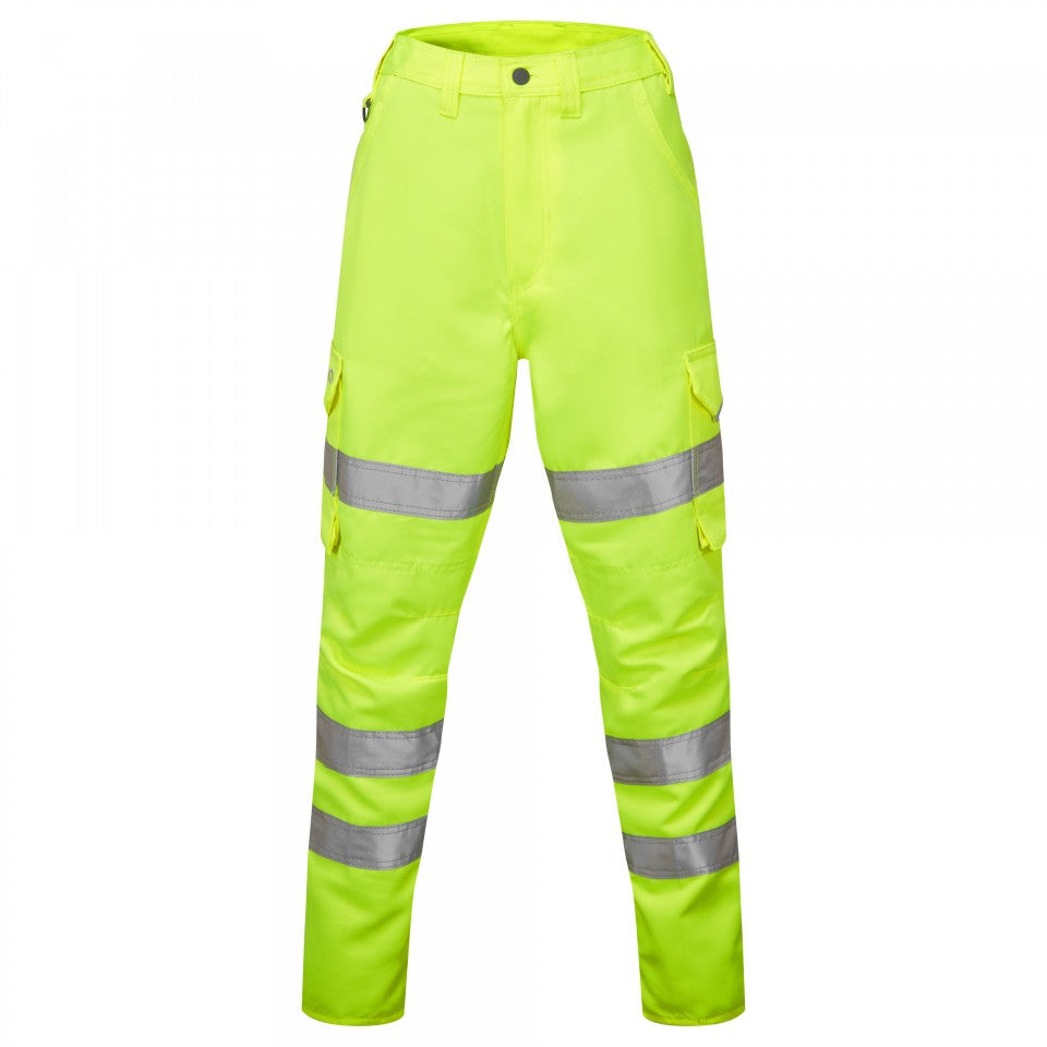Leo Workwear EcoViz Womens Cargo Trousers Hi-Vis Orange with Knee-Pad Pockets
