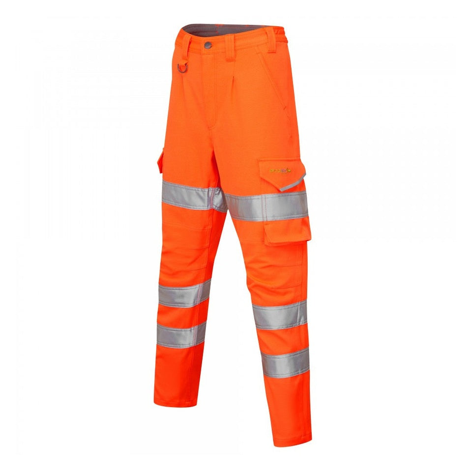 Leo Workwear EcoViz Women's Stretch Cargo Trousers Hi-Vis Recycled Fabric