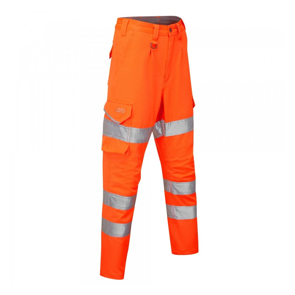 Leo Workwear EcoViz Women's Stretch Cargo Trousers Hi-Vis Recycled Fabric