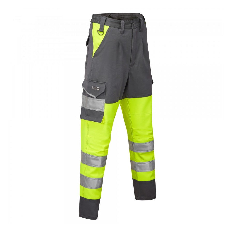 Leo Workwear EcoViz Women's Stretch Cargo Trousers Hi-Vis Recycled Fabric