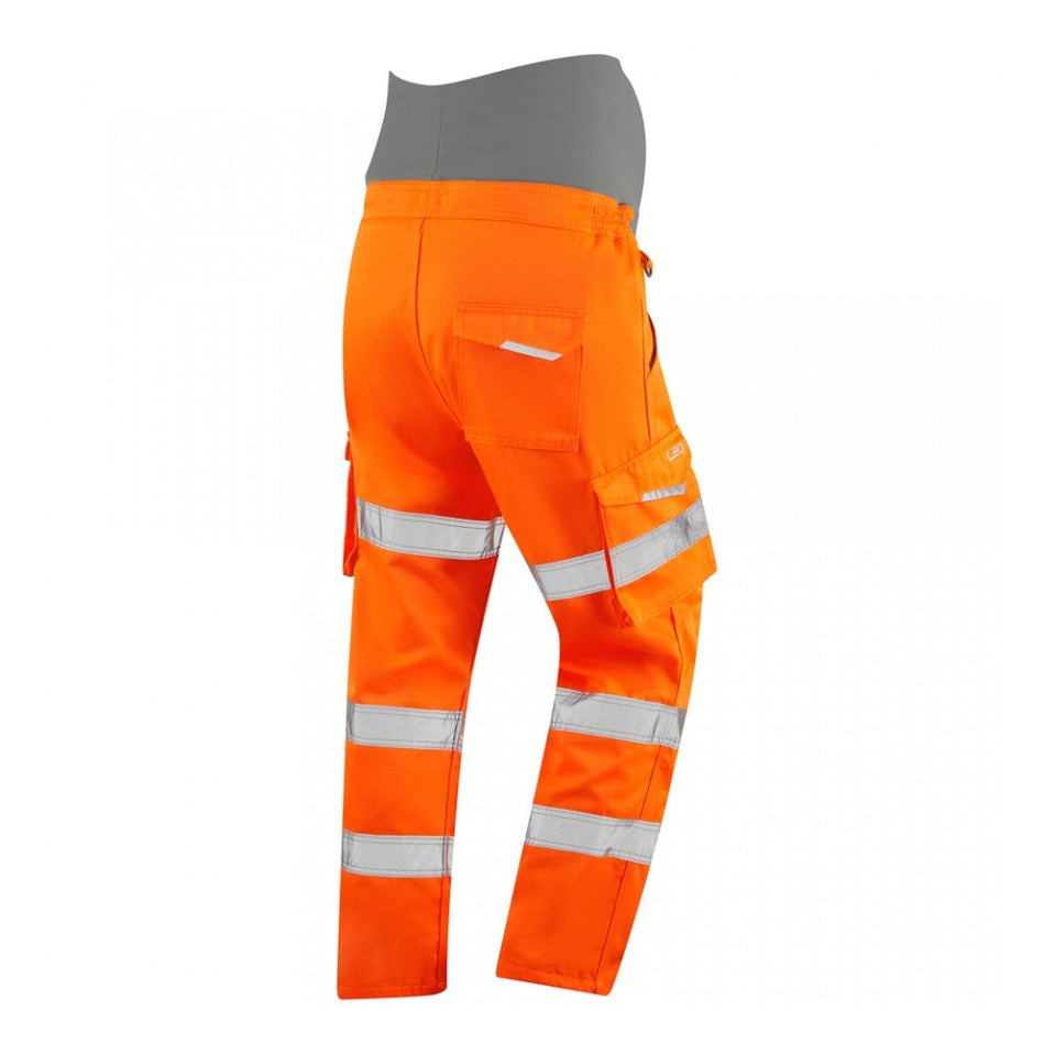 Leo Workwear Verity EcoViz Maternity Cargo Trousers Hi-Vis Orange Size XS-3XL