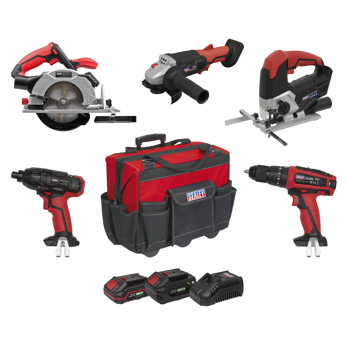 Sealey 5 Tool Cordless Combo Kit 20V SV20 Series with 2 Batteries & Charger