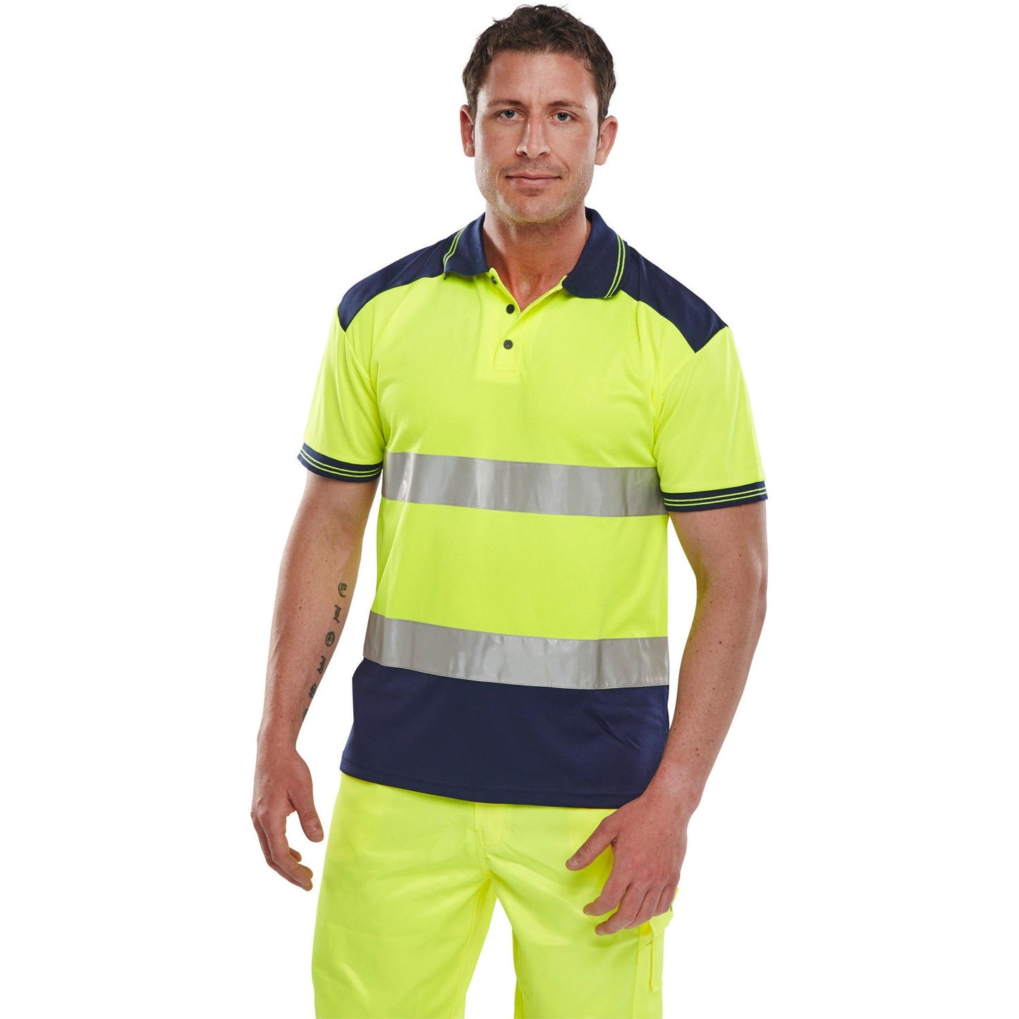 Beeswift Hi Vis Polo Shirt 2 Tone Polyester Retro-Reflective EN ISO 20471