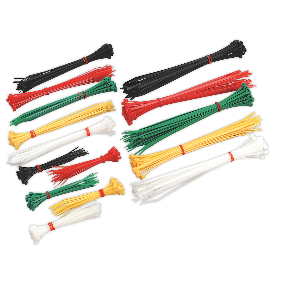 Sealey Cable Tie Assortment Pack 375 Mixed Sizes 100mm 150mm 200mm 5 Colours