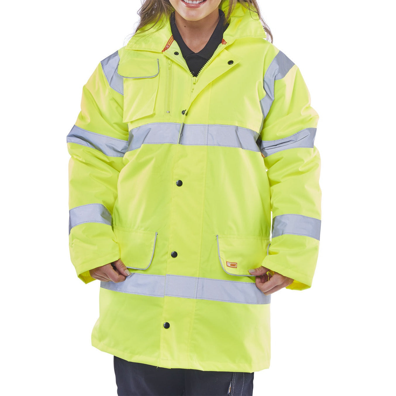 Beeswift Fleece Lined Traffic Jacket High Visibility Saturn Yellow EN ISO20471