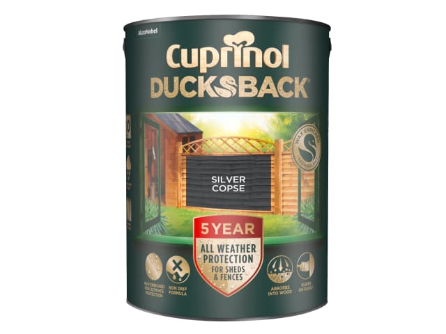Cuprinol Ducksback 5 Year Waterproof Shed & Fence Treatment Silver Copse 5L