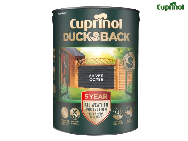Cuprinol Ducksback 5 Year Waterproof Shed & Fence Treatment Silver Copse 5L