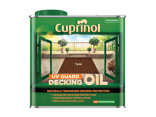 Cuprinol UV Guard Decking Oil Teak 2.5L for Wood Protection and Revitalisation